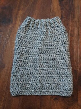 Gray Crochet Dog Sweater Tube — Cozy Knit Pet Vest